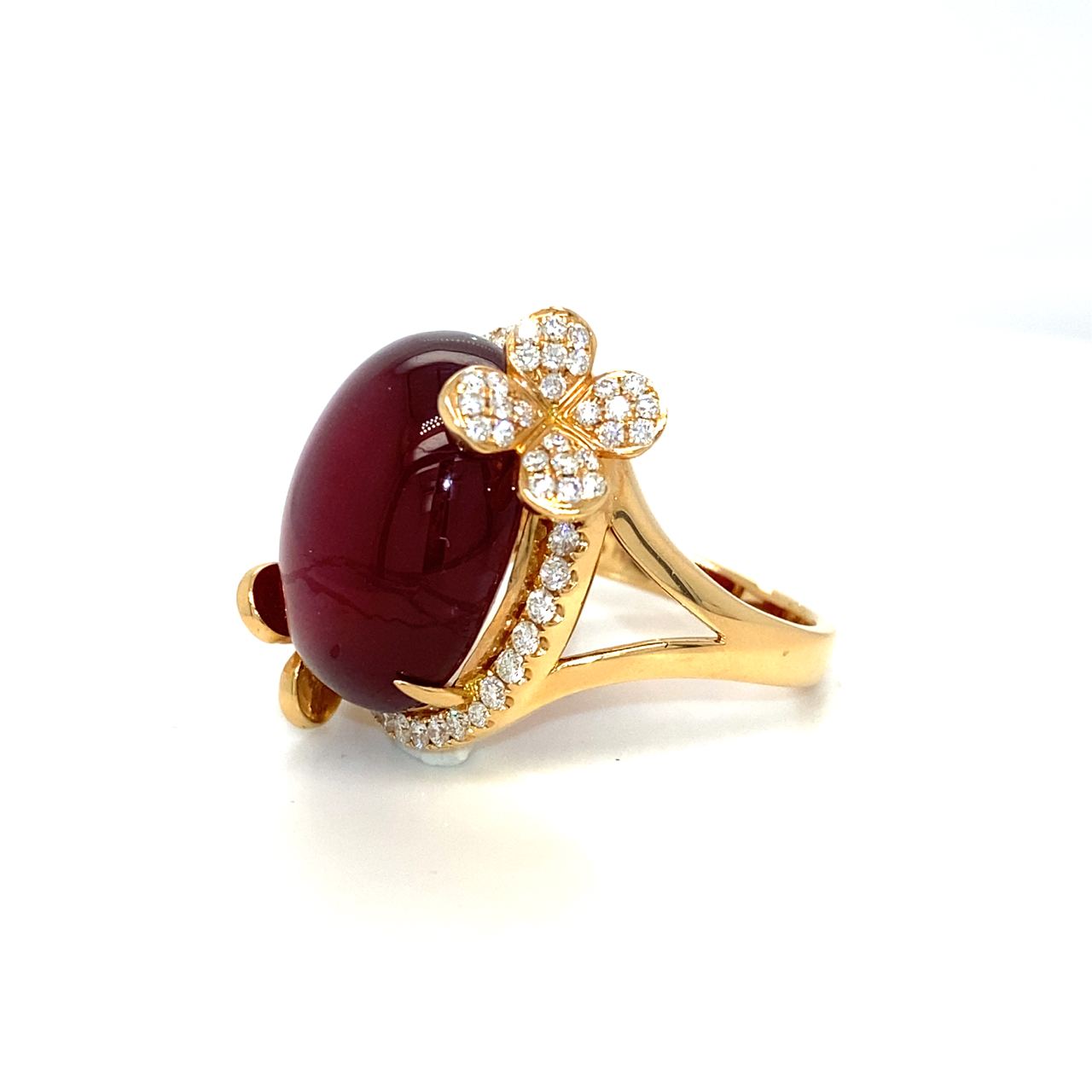 18K Rose Gold Butterfly Frame Ruby Diamond Ring