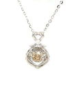 18K White Gold Double Heart Illusion Setting Dancing Stone Diamond Necklace