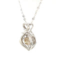 18K White Gold Double Heart Illusion Setting Dancing Stone Diamond Necklace