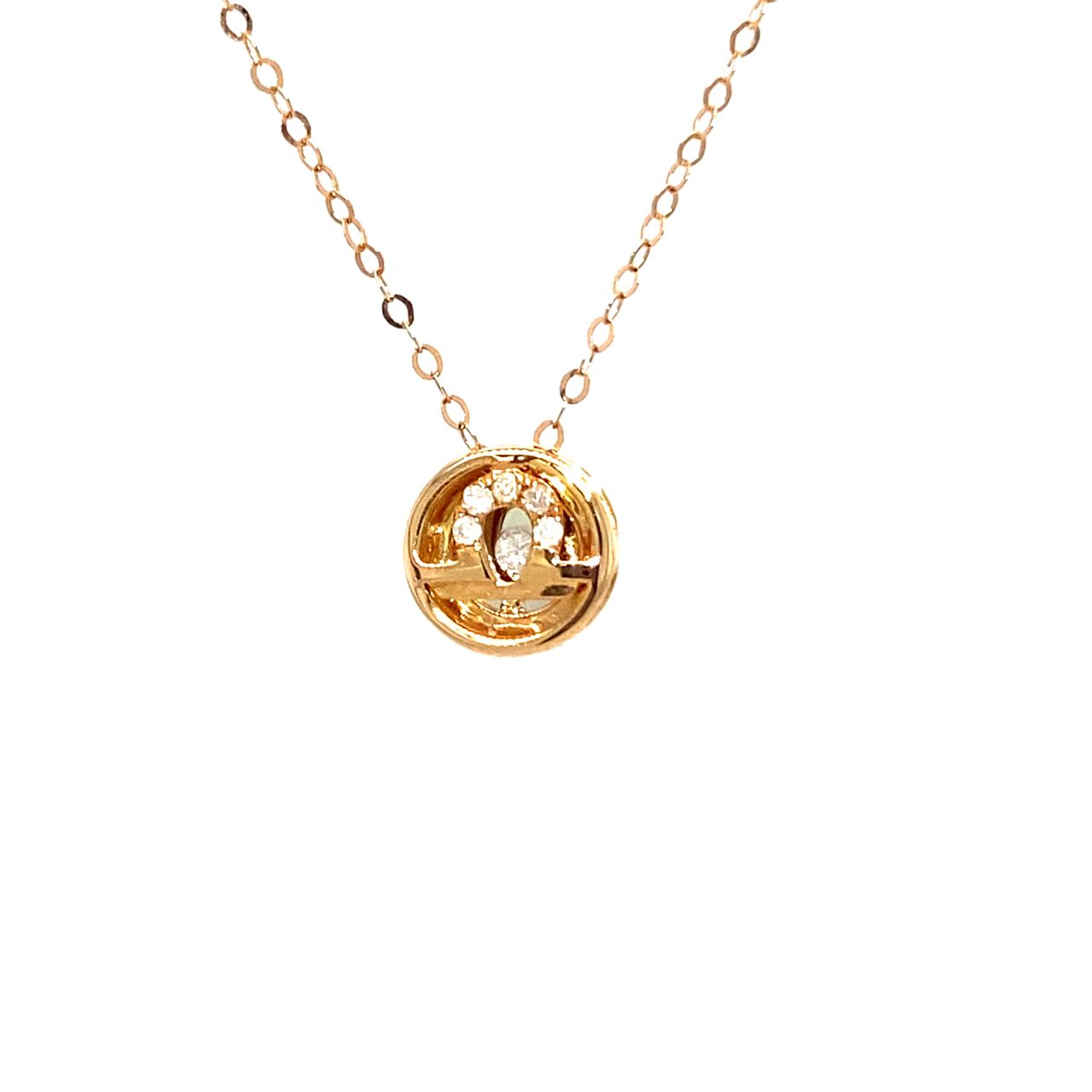 18K Rose Gold Circle Libra Diamond Necklace