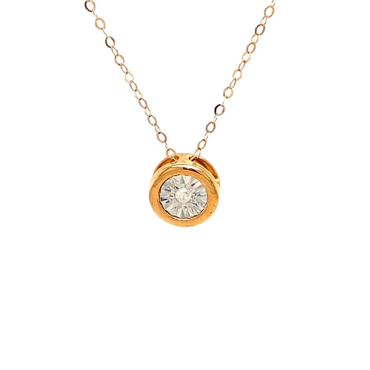 18K Rose Gold Circle Libra Diamond Necklace