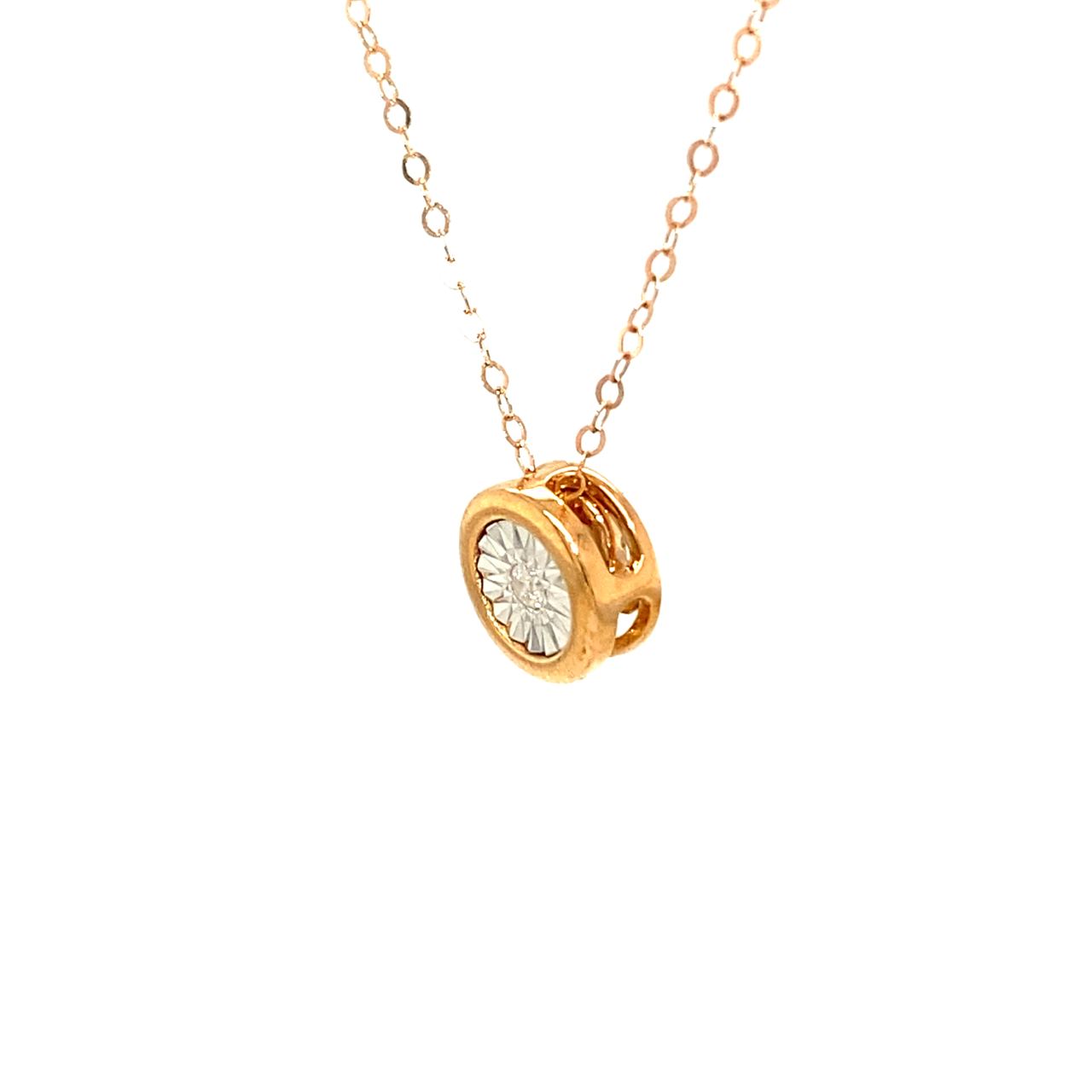 18K Rose Gold Circle Libra Diamond Necklace