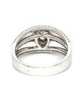 18K White Gold Triple Pave Shoulder Heart Cluster Top Diamond Ring