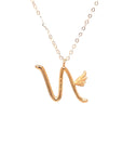 18K Rose Gold Stylish Wings Alphabet N Full Diamond Necklace