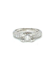 18K White Gold Chubby Shoulder Cushion Top Diamond Ring