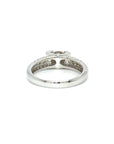 18K White Gold Chubby Shoulder Cushion Top Diamond Ring