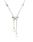 18K Miki Baby Bow Diamond Pearl Dropping Necklace