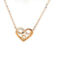 18K Rose Gold Twisted Heart Diamond Necklace