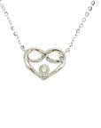 18K White Gold Twisted Heart Diamond Necklace