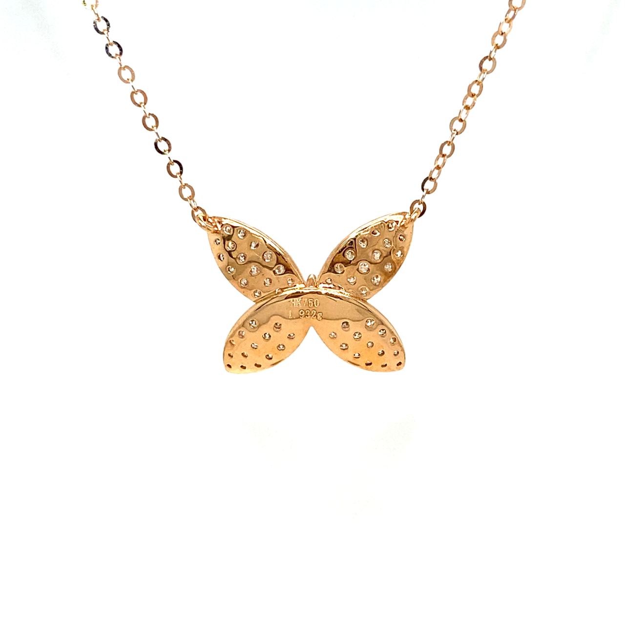18K Rose Gold 3D Butterfly Full Diamond Charms Pendant