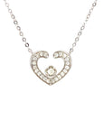 18K White Gold Double Open Heart Diamond Necklace