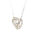 18K White Gold Double Open Heart Diamond Necklace