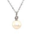 18K White Gold Diamond Top Pearl Necklace