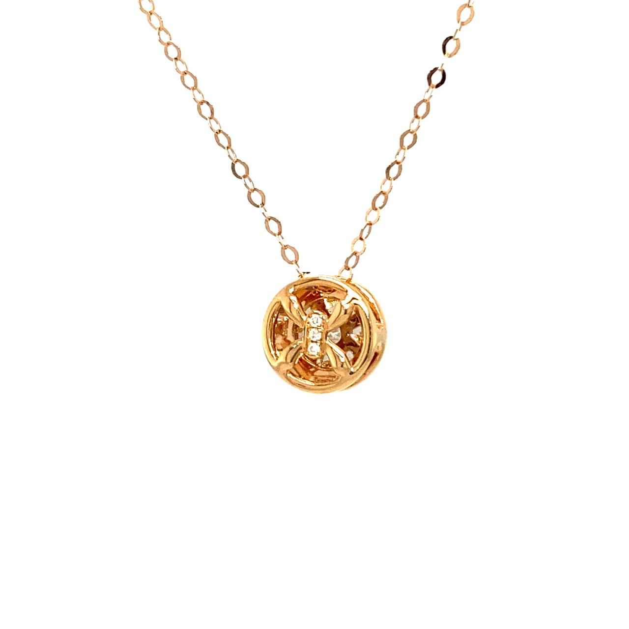 18K Rose Gold Circle Pisces Diamond Necklace