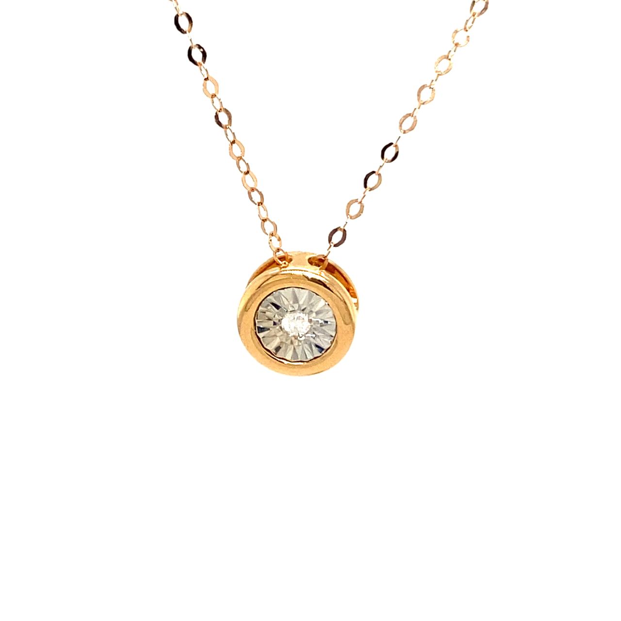 18K Rose Gold Circle Pisces Diamond Necklace