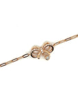 18K Rose Gold Mini Chain Ribbon Bow Diamond Bracelet