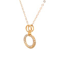 18K Rose Gold Double Link Circle Diamond Necklace