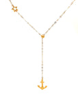 18K Rose Gold Star Anchor Diamond Necklace