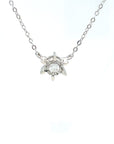 18K White Gold Petite Rundder llusion Setting Diamond Necklace