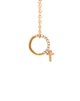 18K Rose Gold Circle T Half Diamond Necklace