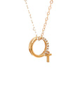 18K Rose Gold Circle T Half Diamond Necklace