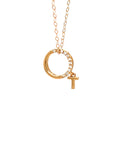 18K Rose Gold Circle T Half Diamond Necklace