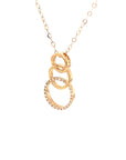 18K Rose Gold Triple Link Circle Diamond Necklace