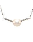18K White Gold Collar V Shape Pearl Diamond Necklace