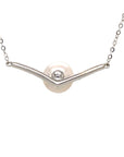 18K White Gold Collar V Shape Pearl Diamond Necklace