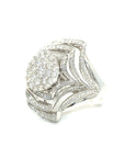 18K White Gold Wavy Ray Cluster Top Diamond RIng