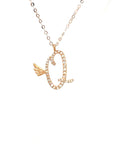18K Rose Gold Stylish Wings Alphabet Q Full Diamond Necklace