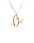 18K Rose Gold Stylish Wings Alphabet Q Full Diamond Necklace