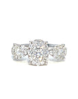 18K White Gold Pear Cluster Oval Diamond Ring