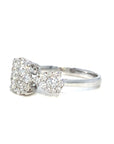 18K White Gold Pear Cluster Oval Diamond Ring