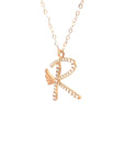 18K Rose Gold Stylish Wings Alphabet R Full Diamond Necklace