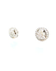 18K White Gold Brilliant Halo Jacket Cluster Flower Diamond Earrings