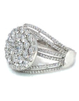 18K White Gold Split Shank Pave Lotus Top Diamond Ring