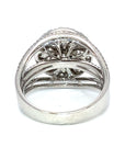 18K White Gold Split Shank Pave Lotus Top Diamond Ring