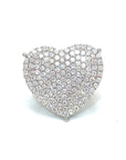 18K White Gold Heart Flat Diamond Duo Use Pave DIamond Ring