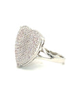 18K White Gold Heart Flat Diamond Duo Use Pave DIamond Ring