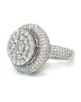 18K White Gold Double Bubble Halo Lotus Cluster Top Diamond Ring