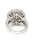 18K White Gold Double Bubble Halo Lotus Cluster Top Diamond Ring