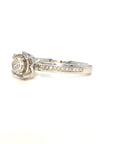 18K White Gold Shield Illusion Single Pave Side Diamond Ring