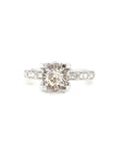 18K White Gold  Crown Cushion Double Diamond Ring
