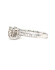 18K White Gold  Crown Cushion Double Diamond Ring