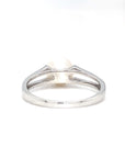 18K White Gold Split Shank Pearl Diamond Ring
