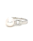 18K White Gold Chain Pearl Ring