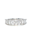 18K White Gold Emerald Shape Half Eternity Diamond Ring-9