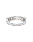 18K White Gold Emerald Shape Half Eternity Diamond Ring-9