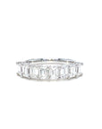 18K White Gold Emerald Shape Half Eternity Diamond Ring